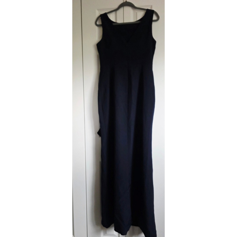 Eliza J 8 Dark Navy Blue (almost Black) Sleeveless Ruffle‎ Front Gown Dress NWT - Picture 12 of 13